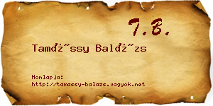 Tamássy Balázs névjegykártya